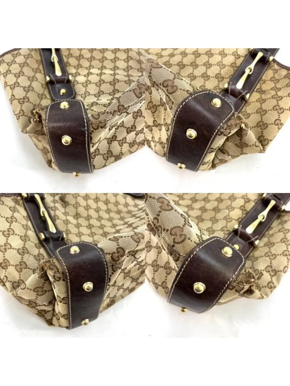 Gucci Tote Shoulder Bag GG Canvas Horsebid - Picture 7 of 16